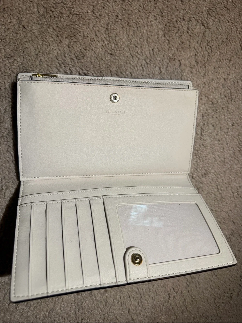 Coach Signature Canvas Continental Wallet in Tan/Beige